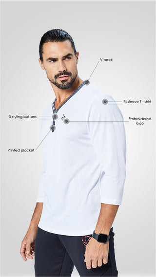 Men's V-neck 3/4 sleeve T-shirt
