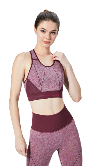 Combo - Women's High-Support Seamless Padded Sports-Bra - Women's Seamless Power Leggings - Maroon