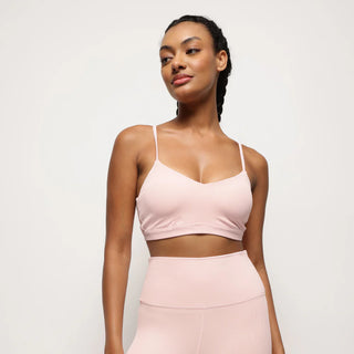 Combo - Ribbed Stretch Fabric Yoga Bralette - Ribbed High Rise Leggings - Baby Pink