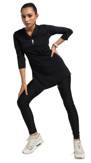 Women's V-Neck Yoga Top - Black