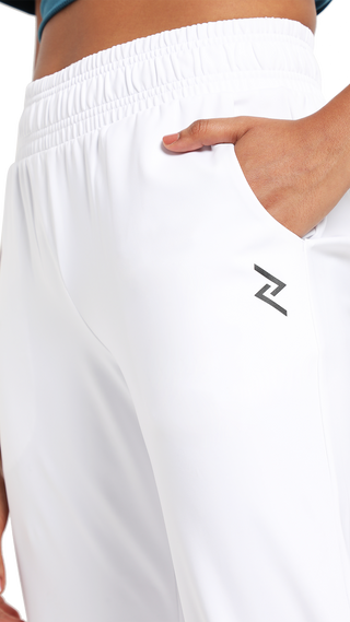 Cuffed white joggers sale