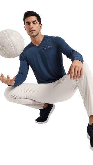 Men's V-Neck Yoga Top - Navy Blue