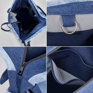 Printed Denim Tote Bag
