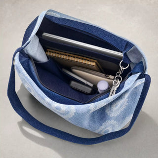Printed Denim Tote Bag