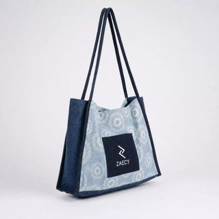 Printed Denim Tote Bag