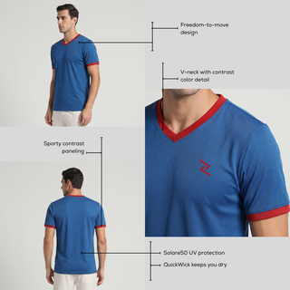 Men's V-Neck Short Sleeve Sports T-Shirt