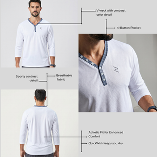 Men's V-neck 3/4 sleeve T-shirt