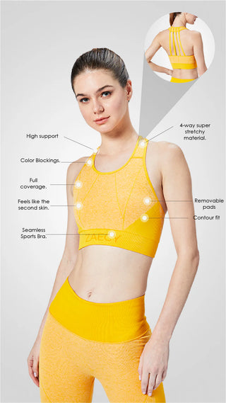 Combo - Women's High-Support Seamless Padded Sports-Bra - Women's Mid-Rise Seamless Leggings - Yellow