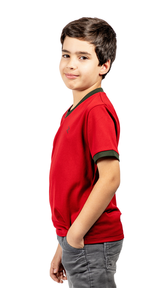 Boy's V-neck Short Sleeve Tee