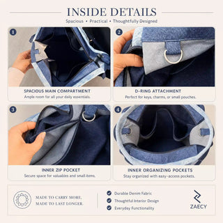 Printed Denim Tote Bag